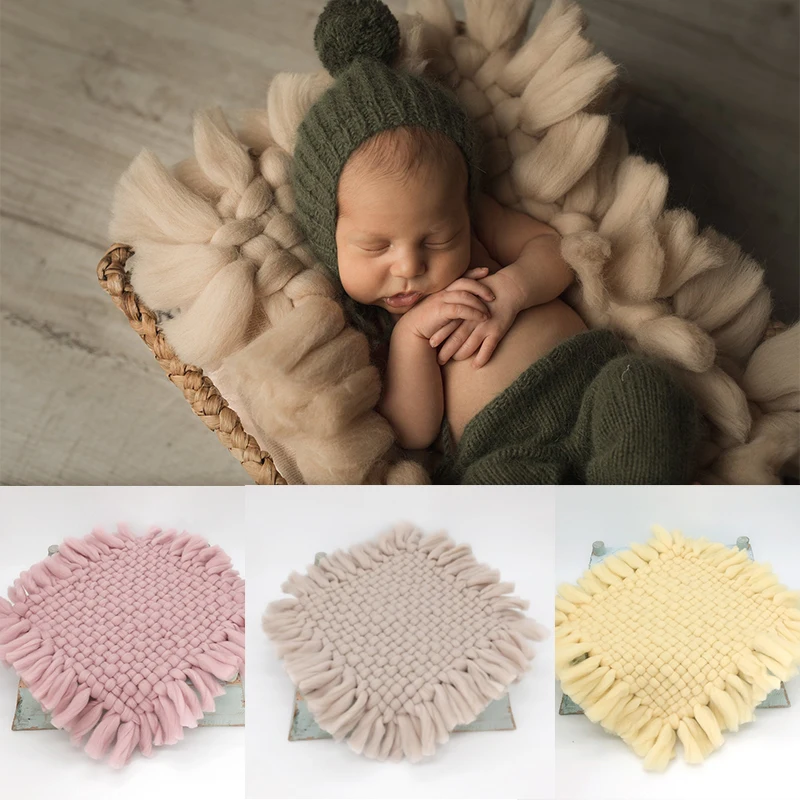 

Newborn Photography Props Baby Photo Blanket Weaving Thick Wool Blanket Infant Shoot Accessories Carpet Baby Photo Props