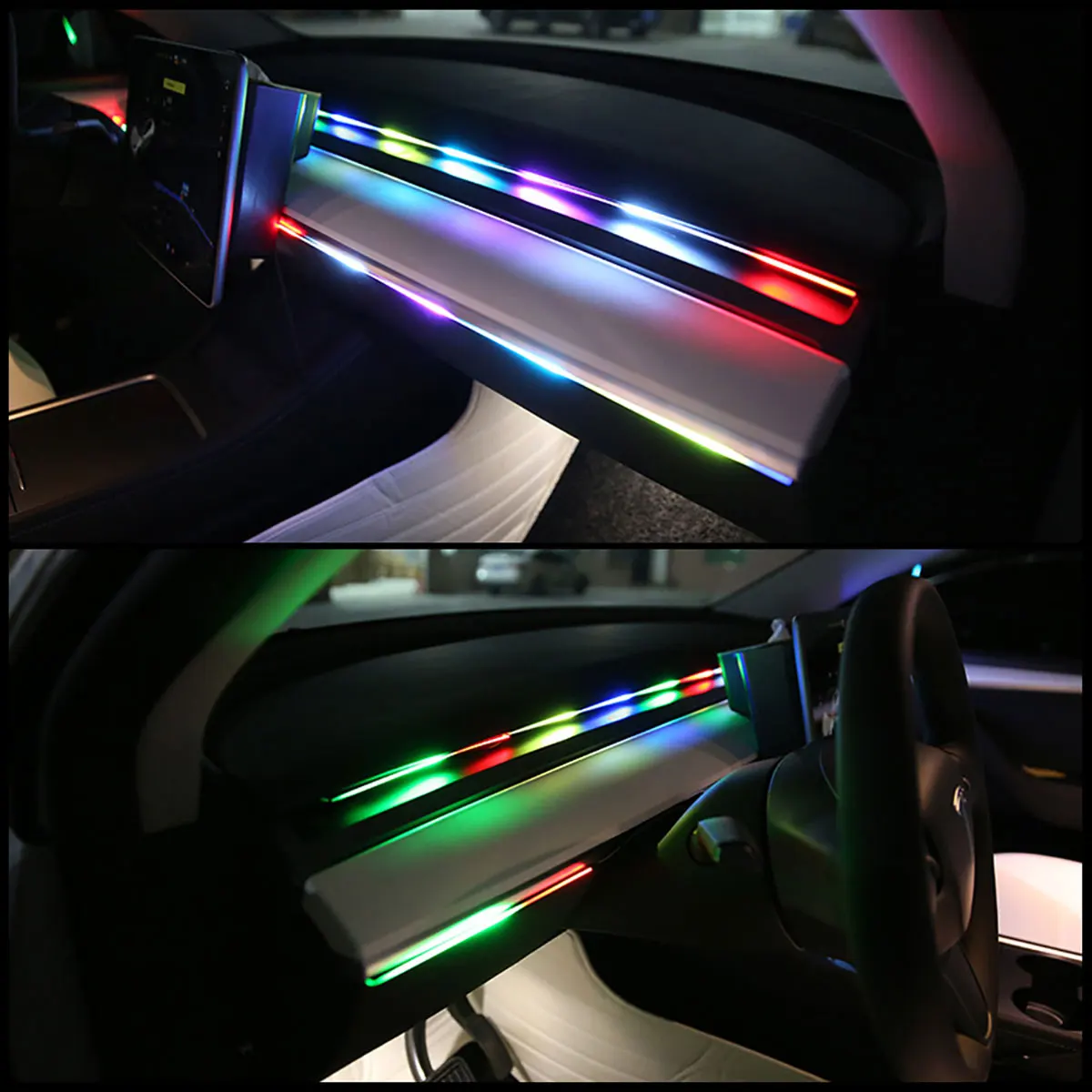 USB 자동차 LED 주변 조명 아크릴 스트립 대시 보드 조명, RGB 자동차 인테리어 숨겨진 앱 리모컨 분위기 램프, 64 색