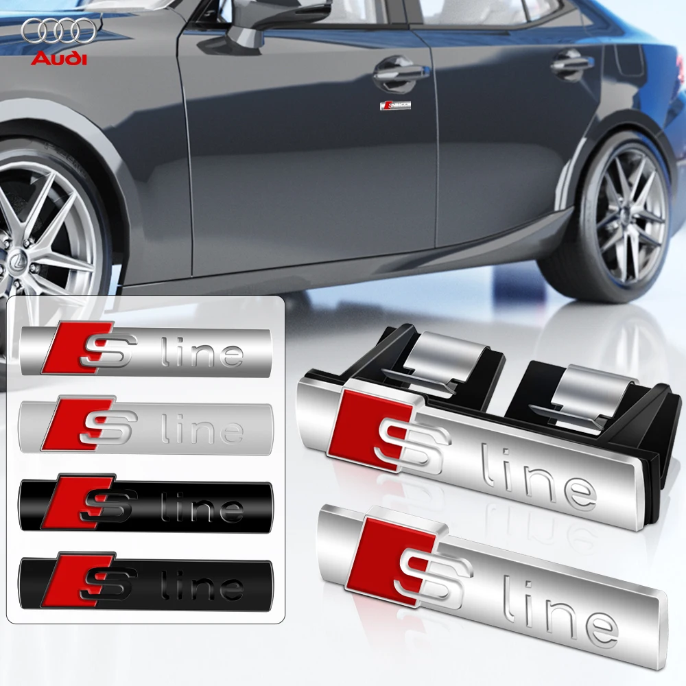 Car Styling S Line Badge Auto Griglia Anteriore Emblema Decorazione Sticker Per Audi Q5 A4 B6 B9 A5 B8 A3 8V 8P 8L A6 C7 Rs S3 S5 Sline