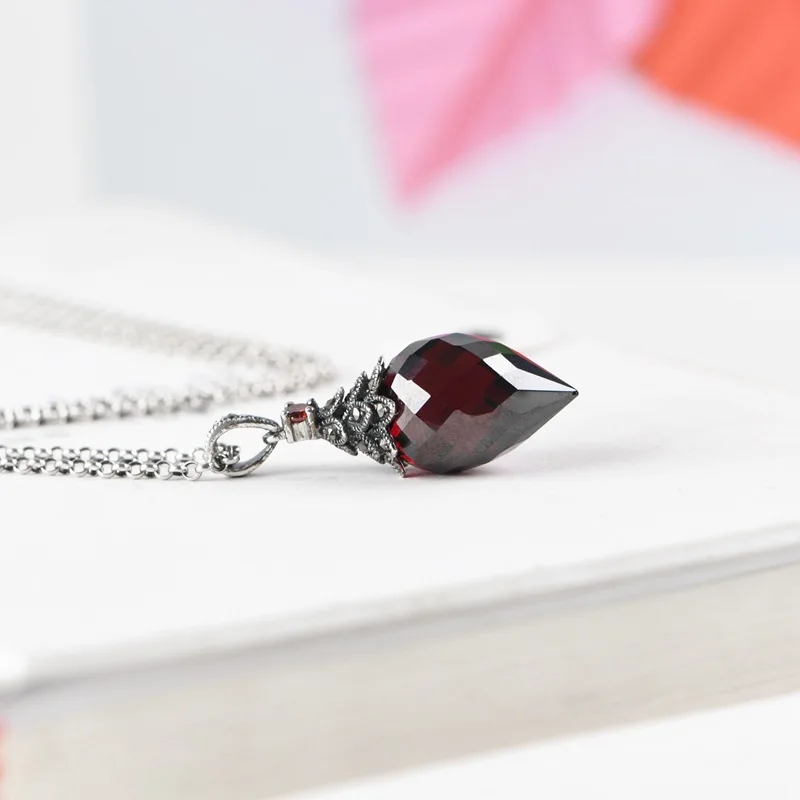 Charms Pendants S925 Sterling Silver For Women Men Waterdrop Shaped Zircon Marcasite Jewelry