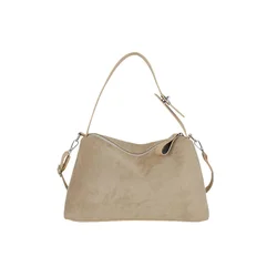 Luxurious Faux Suede Hobo Handbags - Versatile Casual Shoulder Bags (Khaki)
