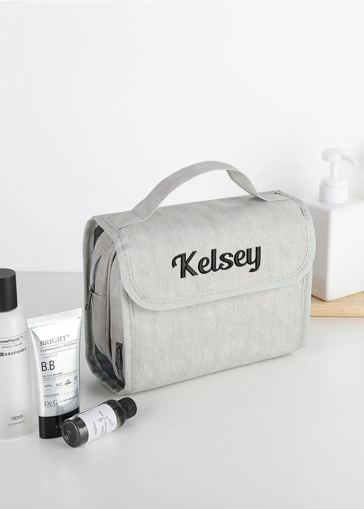 

PersonalizedEmbroidery Makeup Bags Travel Cosmetic Bag Toiletries Organizer Waterproof Storage Neceser Hanging Bathroom Wash Bag