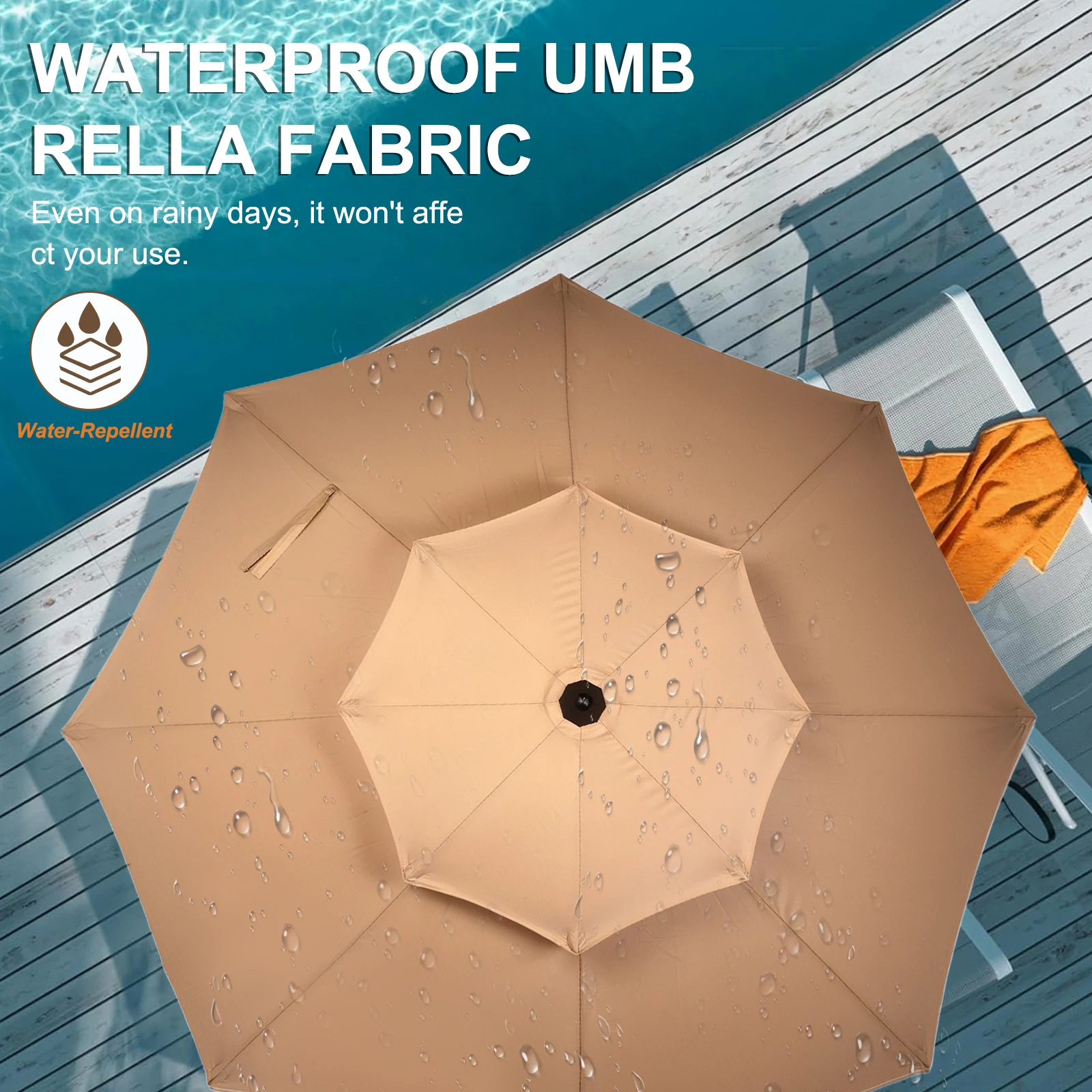 Outdoor Patio Umbrella 8 Ribs Outdoor Table Umbrella Market Umbrella for Garden Deck Backyard Pool