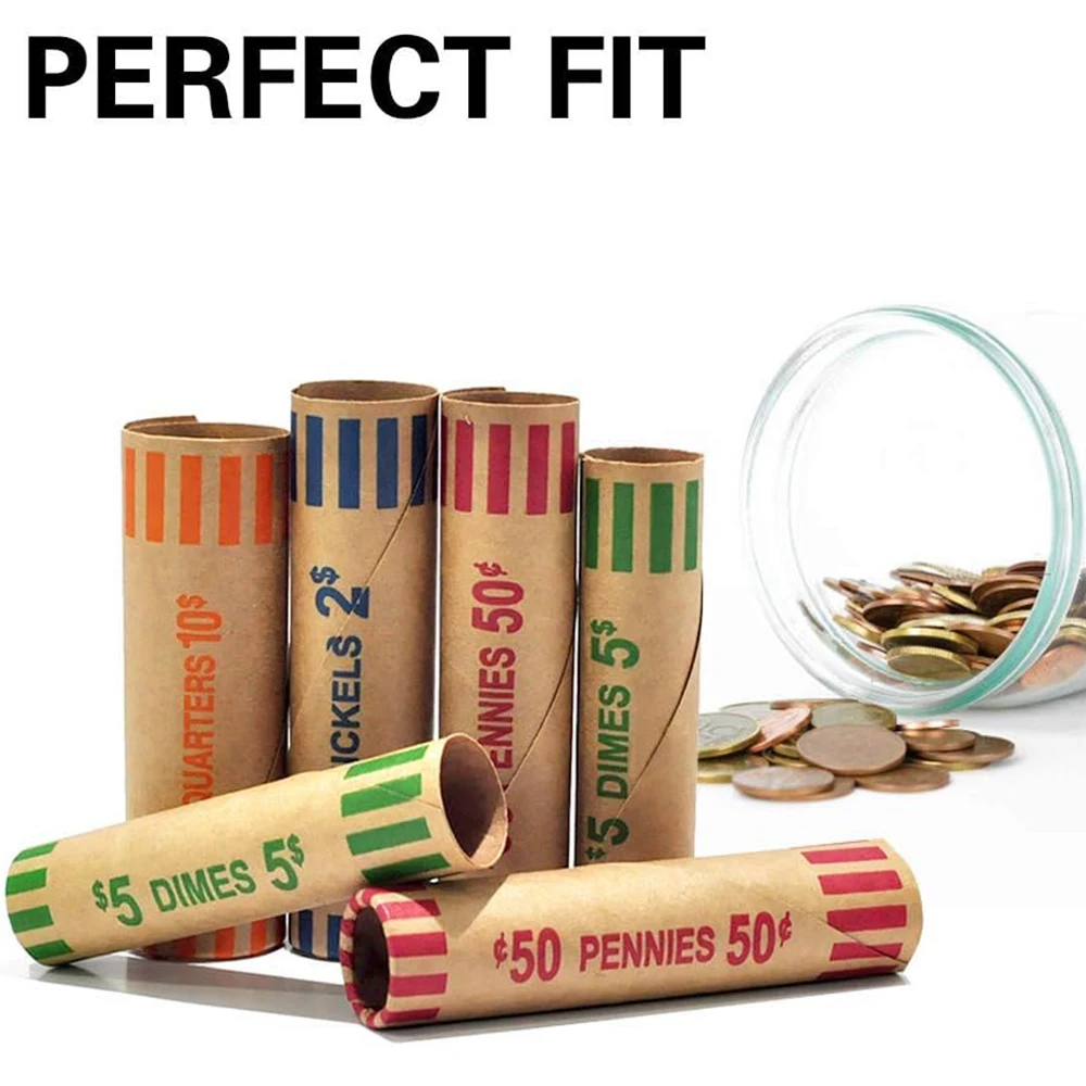 NATURALABEL Striped Coin Wrappers Rolls Penny/ Nickel/ Dime/ Quarter 64 Pieces
