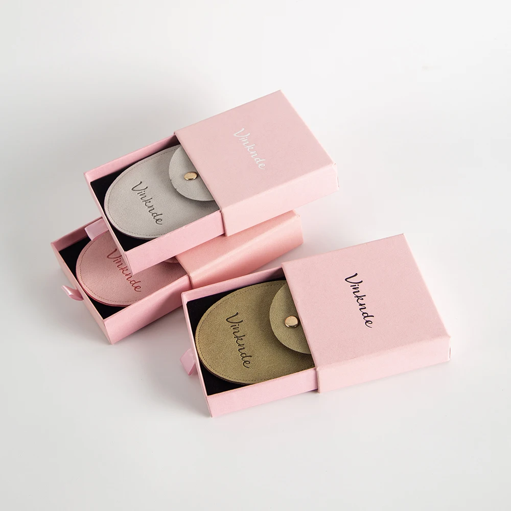 100-pack nestandartní logem potištěné růžová papír lepenky prsten náušnice šuplík obaly šperků skříňka svatební dar drobnost knoflík prach brašna