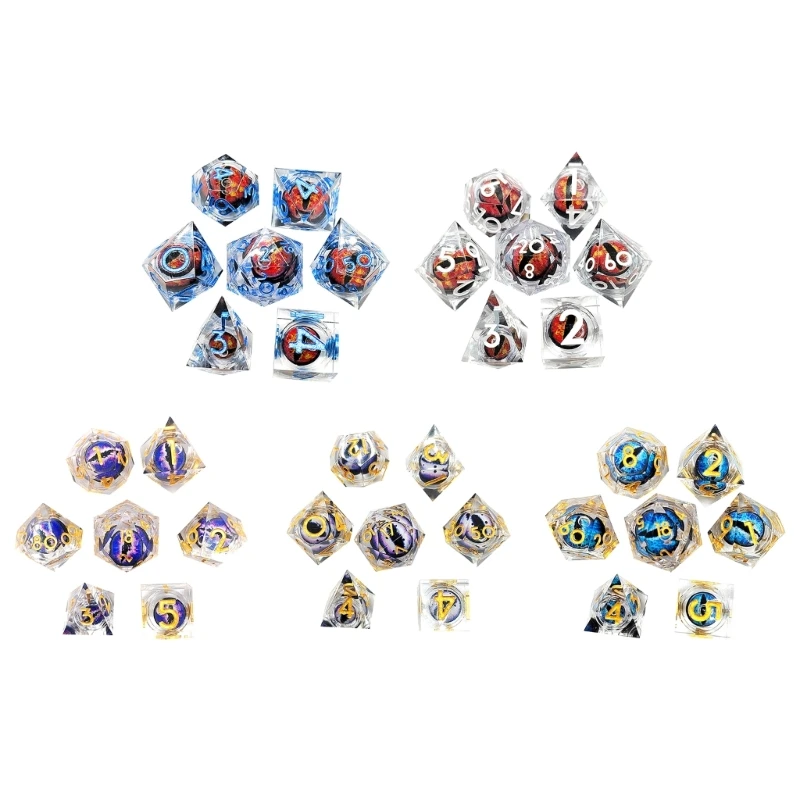 

7Pieces Resin DiceSet for Roleplaying Novelty Dragon Eye Gaming DiceSet for Party RPG Tabletop Game DiceSet Dropship