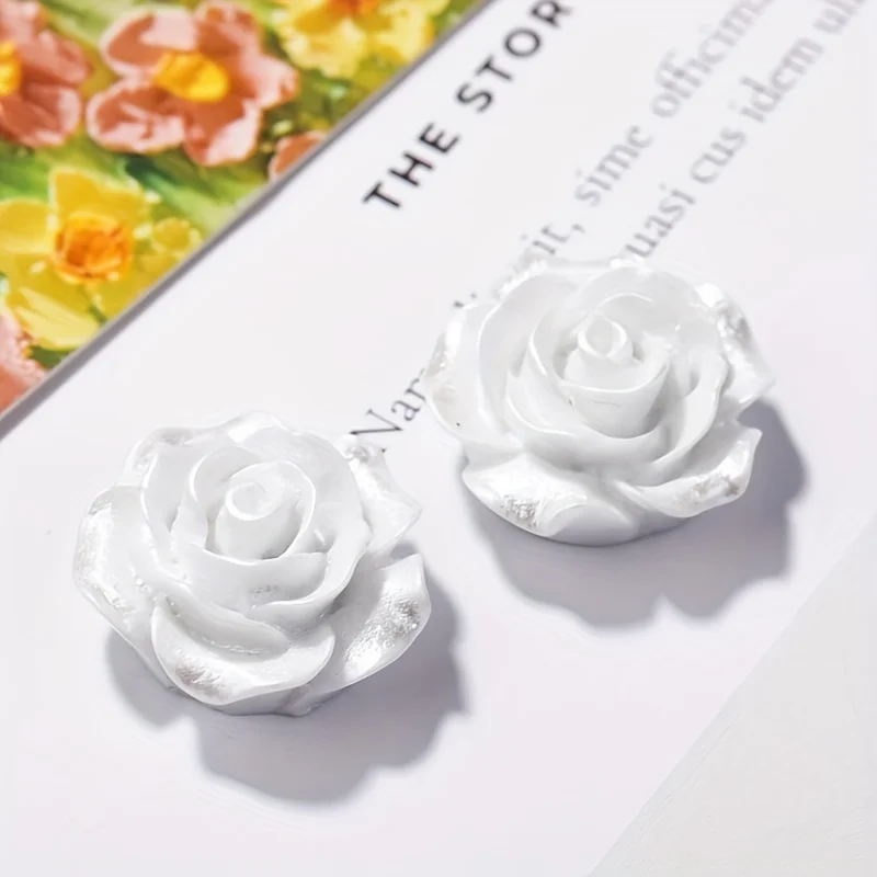 Resin Glitter Pearl Rose Camellia Flower Flatbacks Cabochons DIY Crafts For Cards Decorations Hair Jewelry 20pcs resin jewelry accessories,resin flower embellishments,resin embellishments