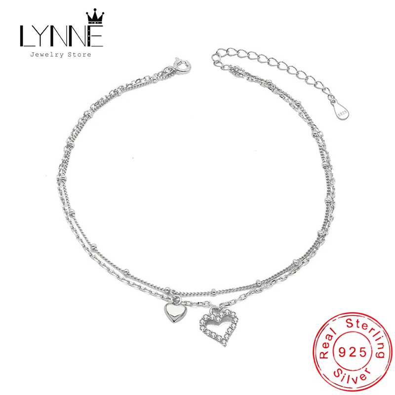 새로운 패션  하트 라인 석 CZ 펜던트 더블 레이어 Anklets 여성 쥬얼리 ..