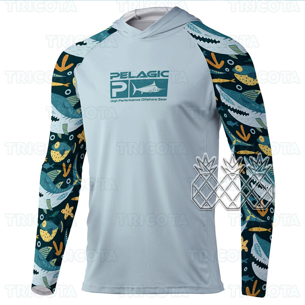 PELAGIC Performance Fishing Shirts Men's Long Sleeve UPF50+ Protection Fishing Clothing Anti Mosquito Breathable Fishing T-shirt