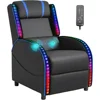 LED Gaming Massage Recliner Chair, Racing Style Single Living Room Sofa Comfortable Ergonomic Home Theater Seating, Chairs 1