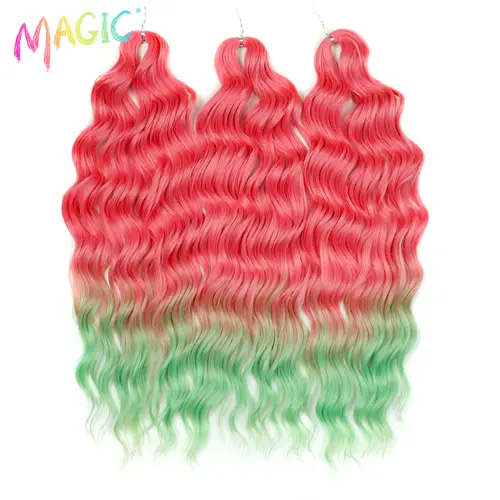 Anna Synthetic Hair 24 Inch Water Wave Braiding Hair Extensions Ombre Blonde Deep Wave Afro Curl Twist Crochet Hair for Women - Image 20