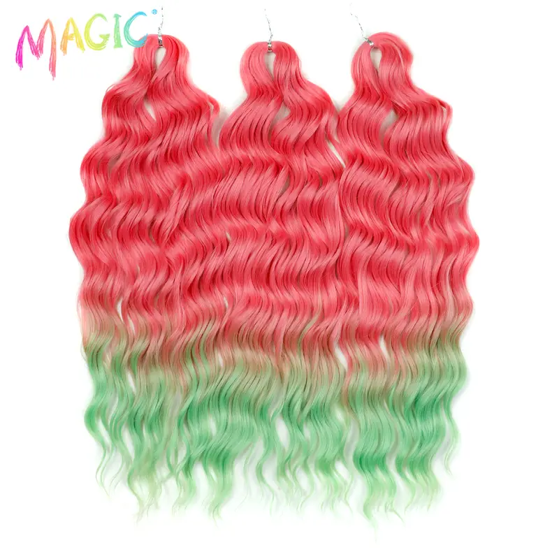 Anna Synthetic Hair 24 Inch Water Wave Braiding Hair Extensions Ombre Blonde Deep Wave Afro Curl Twist Crochet Hair for Women - Image 20