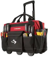 GP-43196N13 18" 600-Denier Red Water Resistant Contractor's Rolling Tool Tote Bag with Telescoping Handle 1