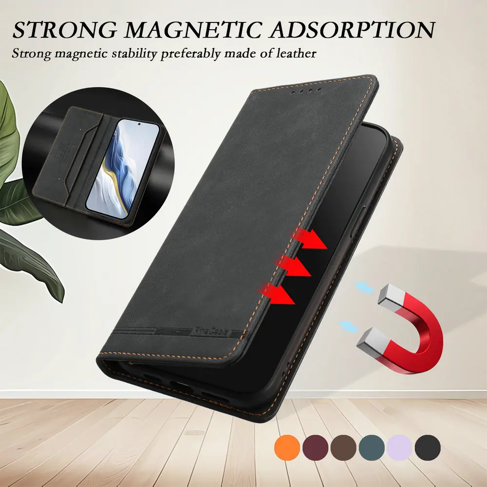 Premium RFID Leather Wallet Magnetic Phone Case Cover, 5G/4G Compatibility