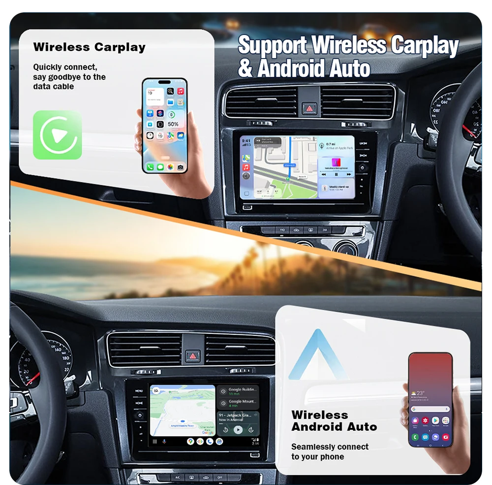 AUTOTOP Wireless CarPlay Android Auto für VW Skoda Seat Polo Tiguan Atlas Teramont Passat TouranT-Cross 8 & 9,2 Zoll MIB2.5 MIB3 – Detail 4