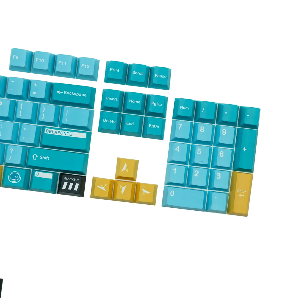 Gmk Belafanuo Keycap Teclado Mecânico Azul Amarelo Perfil de Cereja Dye Sub 142 Chaves Pbt Conjuntos Completos para Outemu Gateron mx Switch - Imagem 2