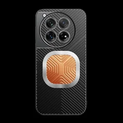 Enhanced Cooling Shockproof Phone Case with Fin Copper Heat Dissipation and Magnetic Metal Silicone Construction for OnePlus 15 (Black)