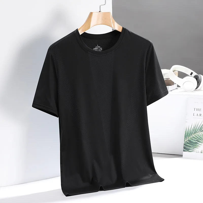 Men's Short-Sleeved T-Shirt Pajamas Tops Men's Summer Thin Casual Ice Silk Half-Sleeved Body Shirts Ice Feeling Tops