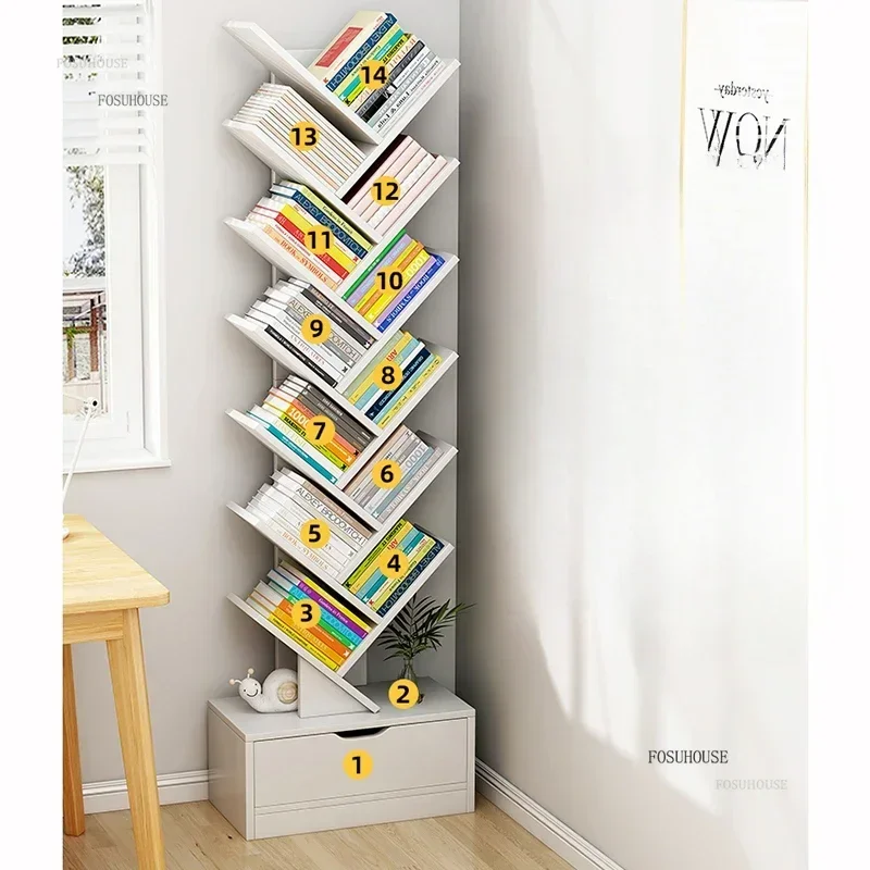 Multi-layer Bookcases for Study Modern Density Board Tree-shaped Small Bookshelf Creative Simple Designer Bookcase for Office