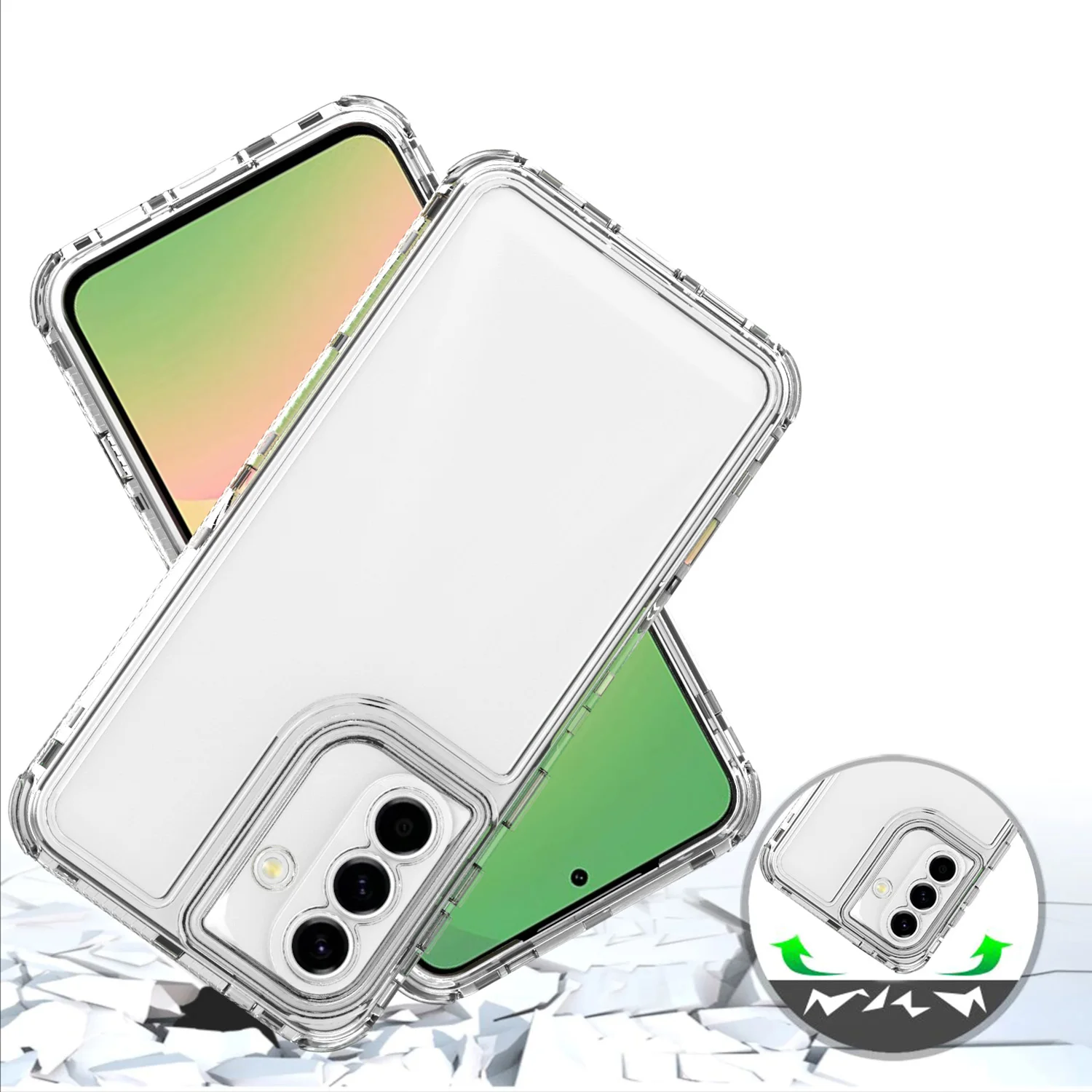 Rugged Armor 3-in-1 Protective Case with Plastic Frame & TPU Acrylic Back Cover