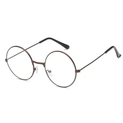 Vintage Circular Cosplay Eyewear - Unisex Retro Jewelry Accessory Prop (Bronze Eyeglass lens)