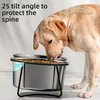 Large Stainless Steel Dog Slow Food Bowl with Thickened Stand Elevated  Pets Products Supplies Feeders Accessories Tip Proof 1
