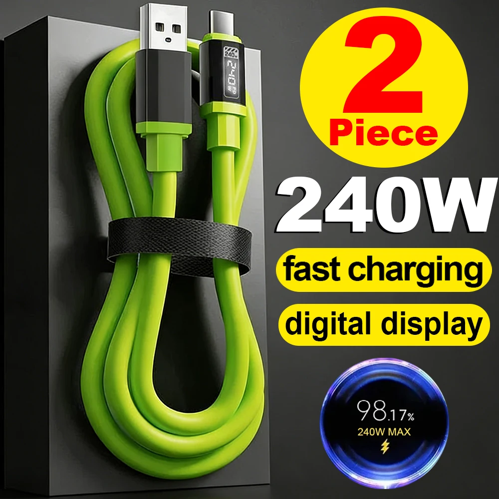 รูปสินค้า สายชาร์จ USB-C เร็วสูง 240W พร้อมจอ LED สำหรับ iPhone Samsung Xiaomi