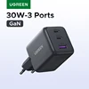 UGREEN 30W GaN Charger 3 Ports PD 3.0 USB C Charger For iPhone 17 16 15 Pro Samsung S25 Xiaomi Tablet iPad Air Pro Phone Charger