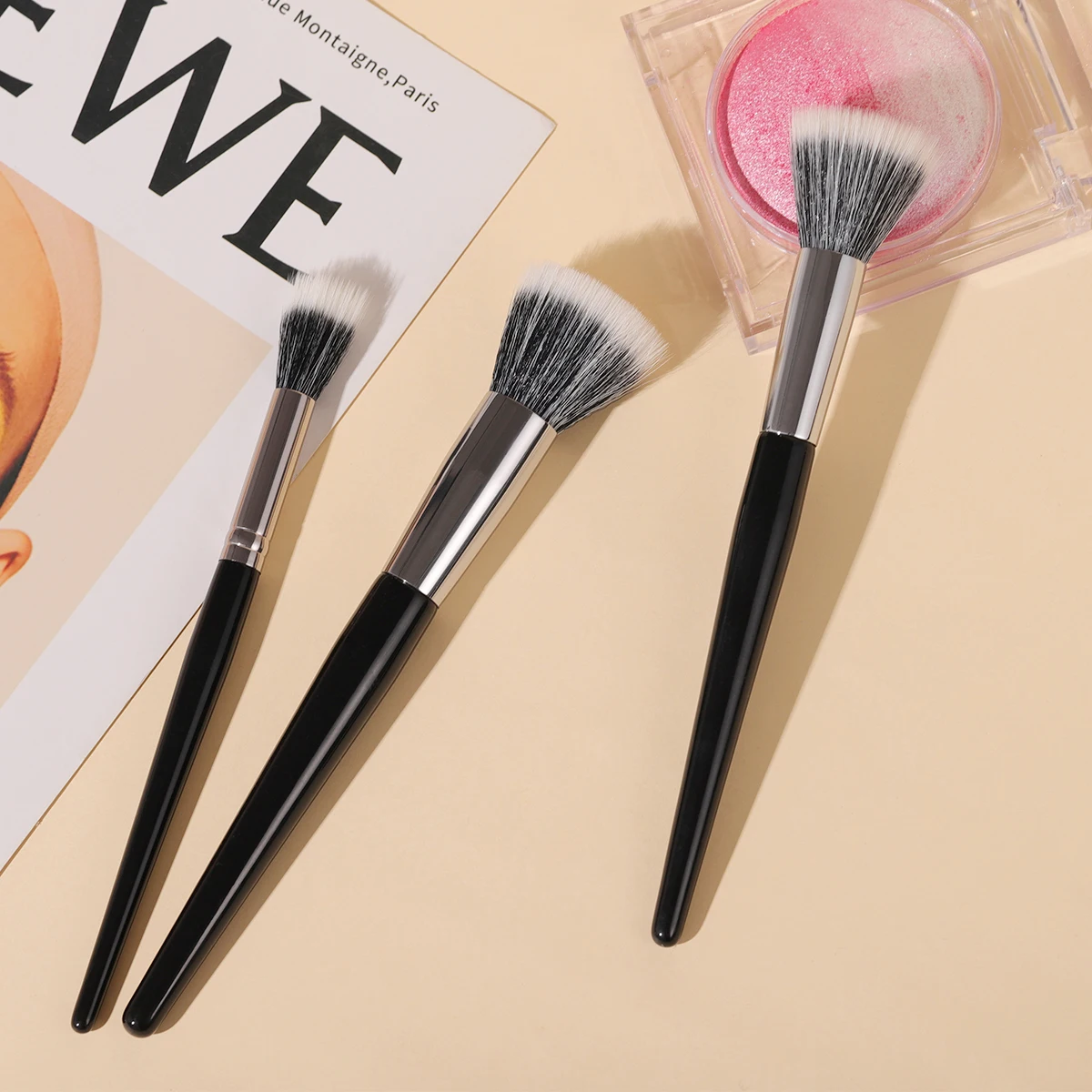 Makeup brushes OVW goat hair stippling highlight multifunction blush loose powder