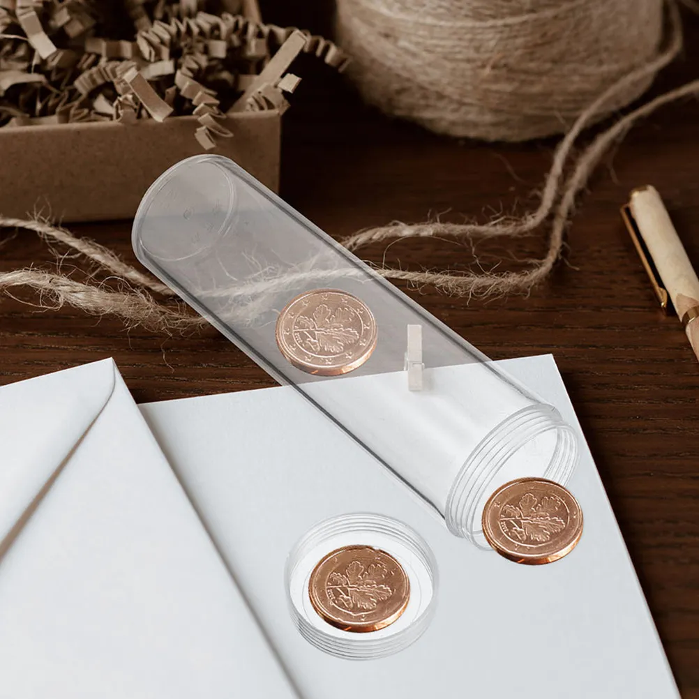 6개 동전 보관 튜브, 투명 플라스틱 홀더, 쿼터, 다임, 페니 동전 수집 보호, 머니 뱅크