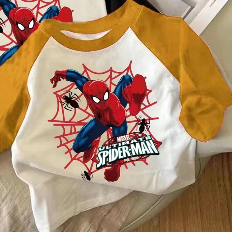 Spring Autumn Kids Baby Boys Long Sleeve T Shirts Girls Cartoon Spiderman Print Pajama Tops Toddler Tee Children Outfits