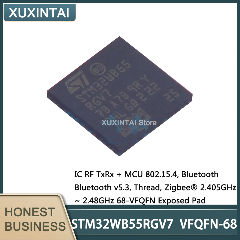 

5Pcs/Lot New Original STM32WB55RGV7 STM32WB55 IC RF TxRx + MCU 802.15.4, Bluetooth Bluetooth v5.3, Thread, Zigbee® 68-VFQFN