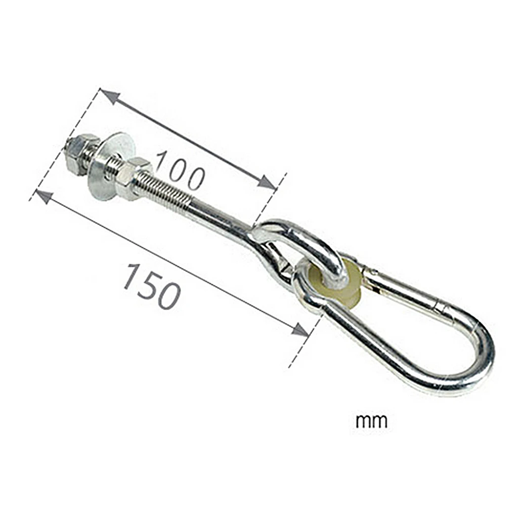 1 Pair Swing Hanger Thread Hook Playset Playground Yoga Metal Heavy Duty Seat Safety Locking Ceiling Mount 6