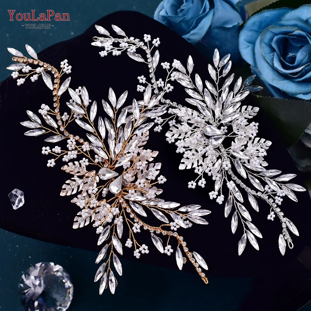 TOPQUEEN Bridal Side Clip Wedding Tiara Bridal Hairpins Handmade Rhinestone Women Headwear Alloy Flower Bride Headdress HP254 hair accessories bridal hair accessories