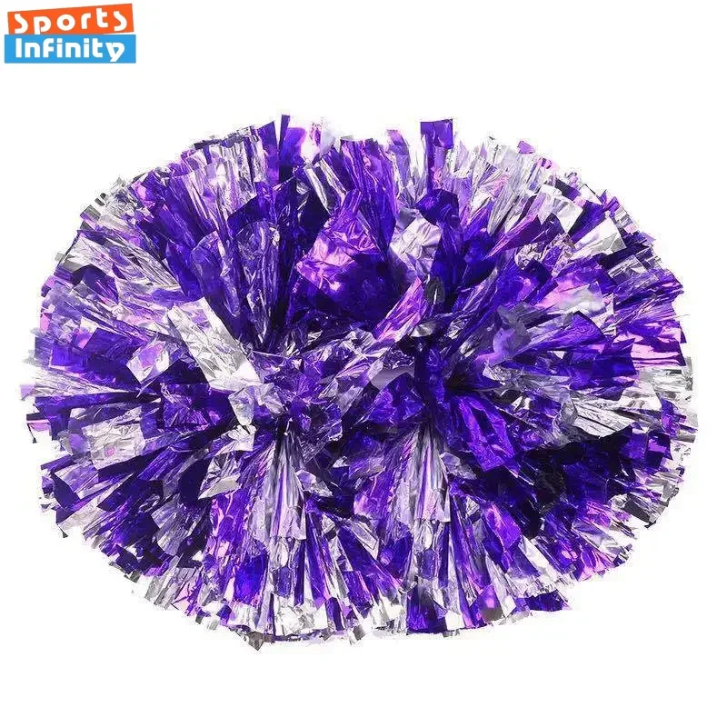 Cheerleading Pom Poms 1pc Cheerleading Pom Poms with Handle Cheer Balls Big Gold Silver Red Yellow Blue Hand Dance Pompoms Accessories for Women Kids