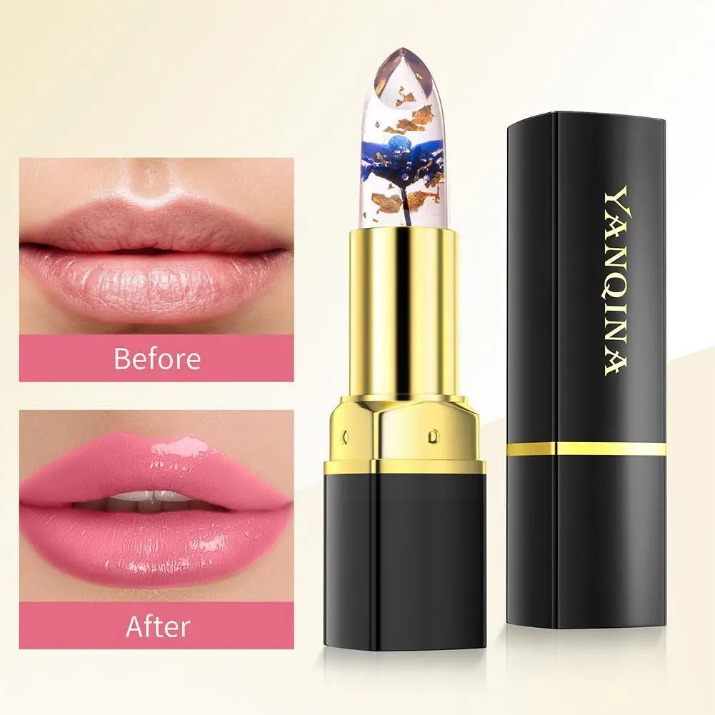 

3 Colors Flower Transparent Moisturizing Lip Balm Temperature Care Products Dry Nourish Change Long Lasting Color Lip Impro X8Q4