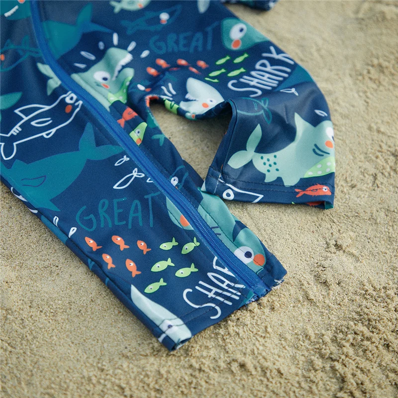 Suefunskry Baby Boys Rash Guard, Long Sleeve Zip-up Letter/Coconut Tree  Print Swimsuit Summer Swimwear