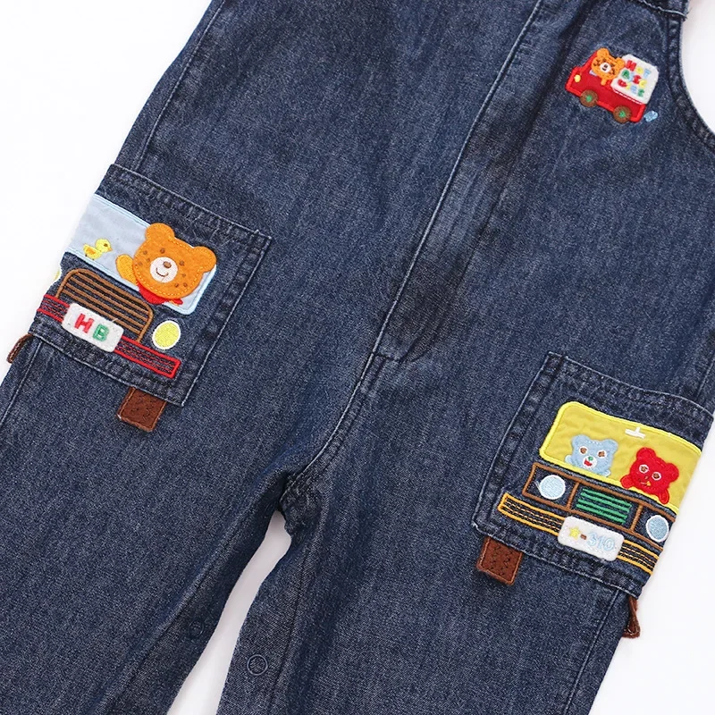 Baby Veralls Spring & Autumn Boys 1-4y Children Button Fly Straight Loose Denim Bib Trousers