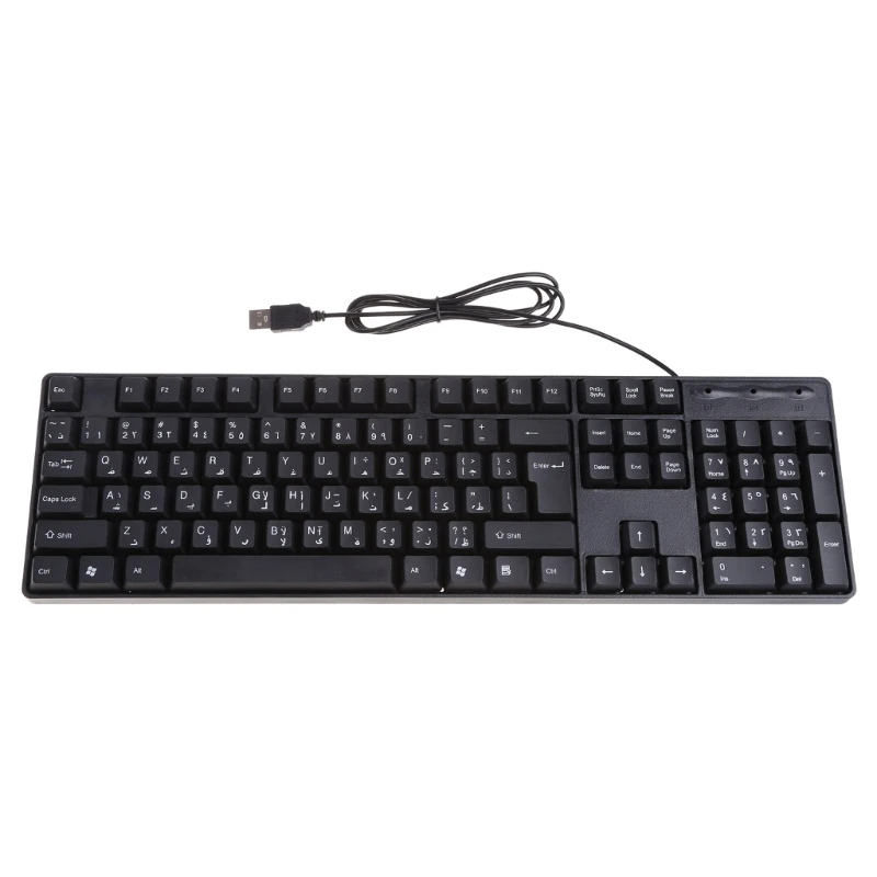 USB Wired Arabic English Keyboard Ultra Slim Full Size Keyboard for Computer Drop Shipping