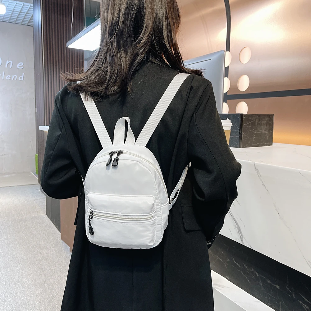 

Mini Women's Backpacks Trend Nylon Female Bag Preppy Style School Travel Bags White Feminina Mini Rucksack For Teen Girls