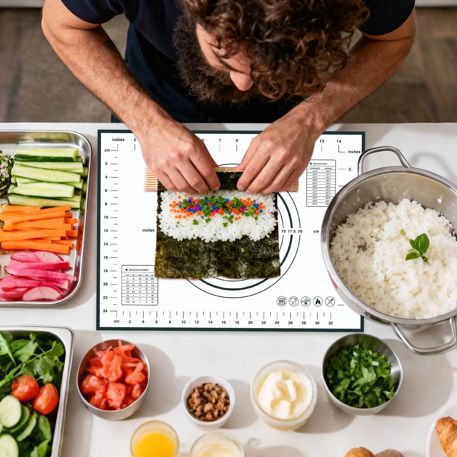 Silicone Pastry Mat Non Stick Baking Supplies 15.75x11.81 Inch Silicone Pie Crust Mat For Cutting Cookie Bread Pizza Kitchen