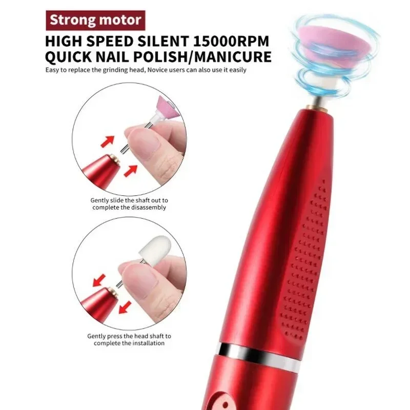 Electric Nail Polisher Drill Bits Professional Nails Grinding Polishing Dead Skin Removal Art Sanding File Pen Manicure Machine 5