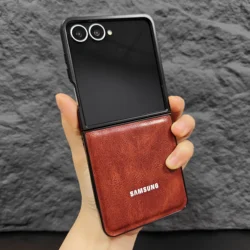 Luxury PU Leather Shockproof Phone Case - Fashion 2 - Piece Set - Galaxy Z Flip5 (Wine Red)