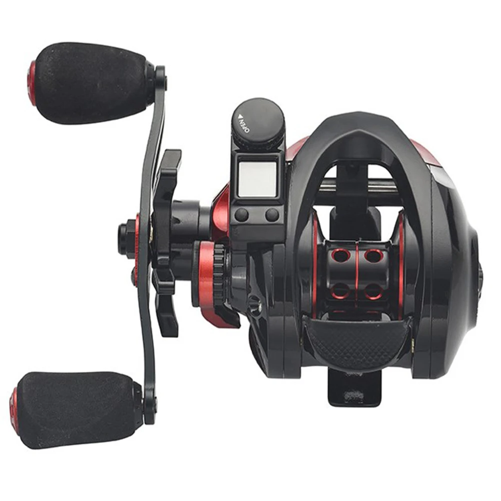 

Baitcasting Wheel Fishing Reel Aluminum Alloy Wire Cup Black+Red Ceramic Wire Ring Functional Long Battery Life