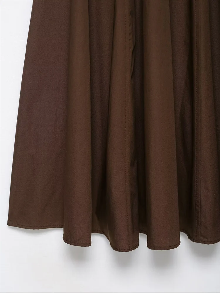 TFMLN Summer Women's Elegant Square Neck Midi Dress Sleeveless Solid Belt Pleated A-Line Dress Fashion Leisure Beach Vacation