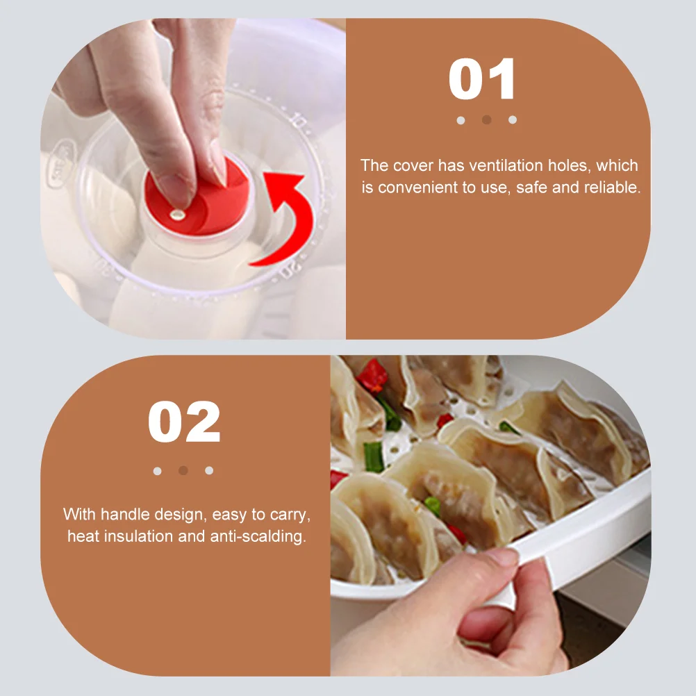 Microwave Steamer Single Layer Square High Temp Food Steamer Heat Insulation Ventilation Holes Cover Design Steamed