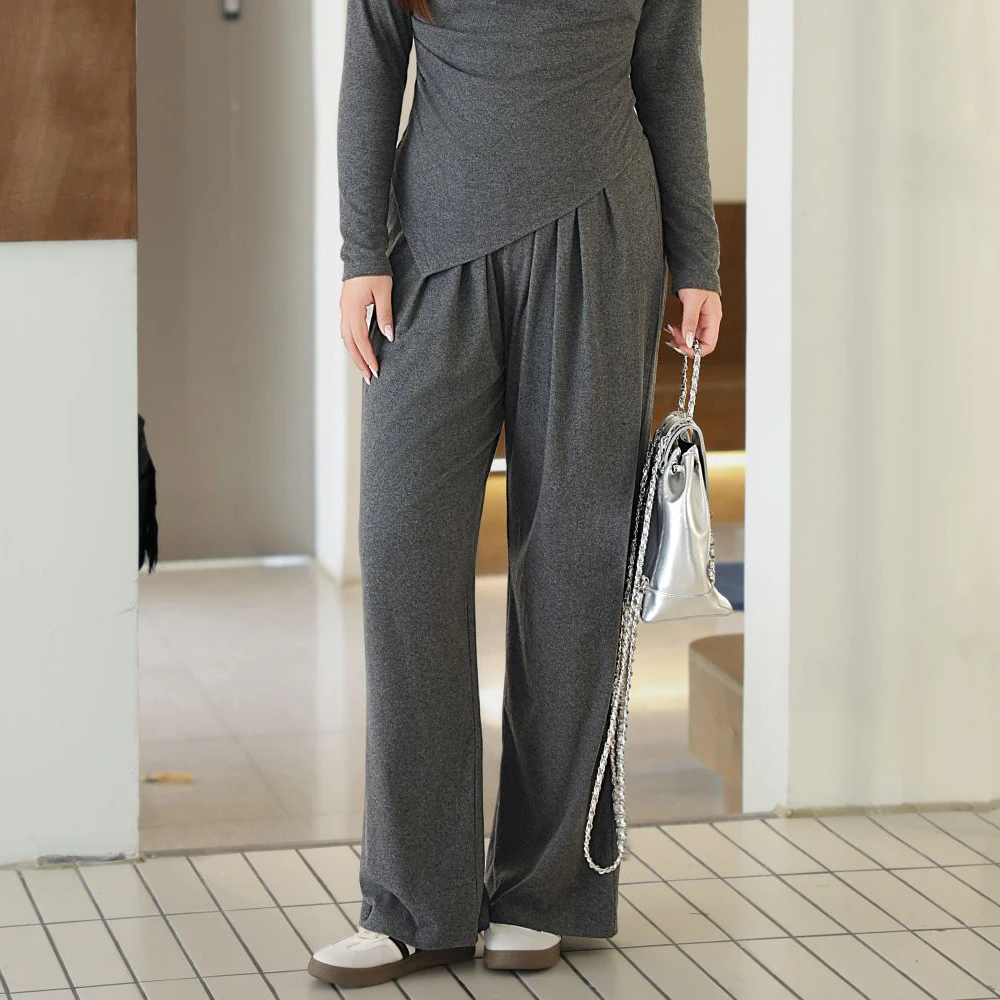 Plus Size Women's Straight Pants Premium Daily Commuter Full Length Wide Leg Trousers Autumn 2025