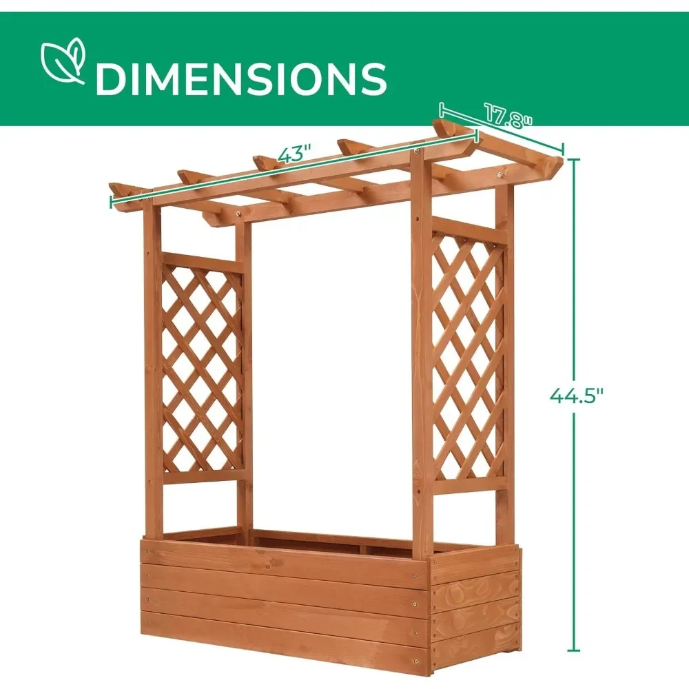Wood Raised Garden Bed with Trellis 5