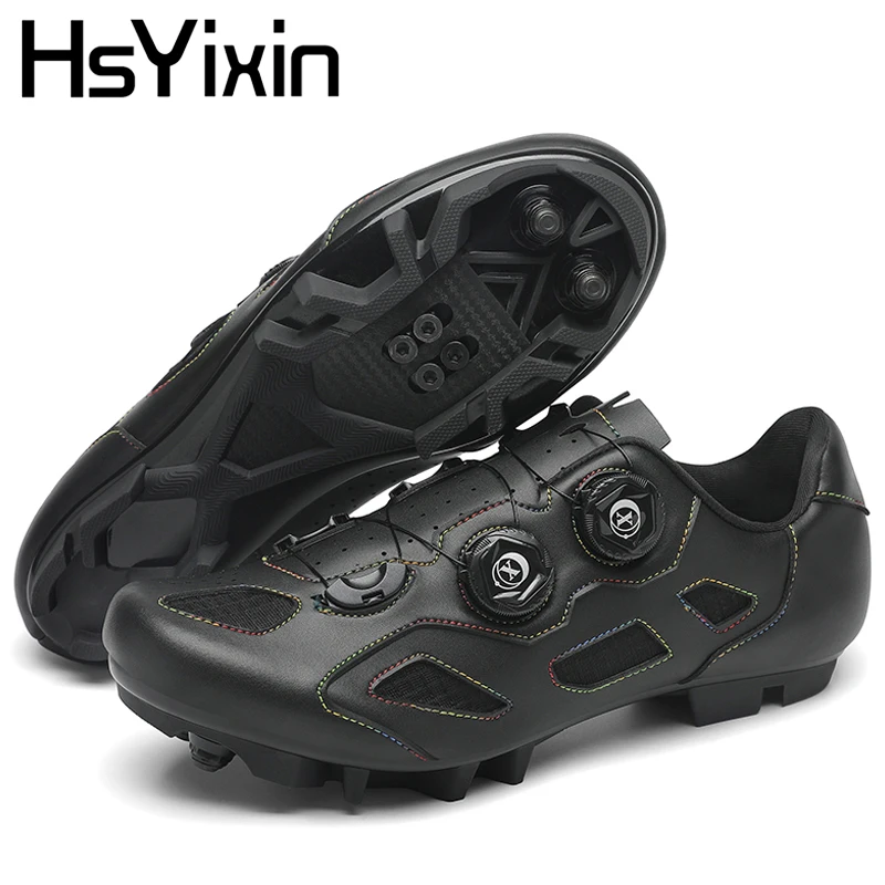 Men's Cycling Shoes with Quick Ratchet Buckle for Mountain Biking and Indoor/Outdoor Use