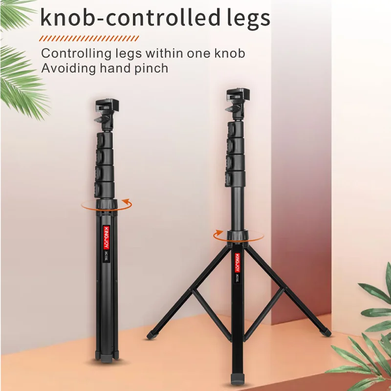 KINGJOY Photography Lighting Stand Adjustable Portable Tripod Holder with 1/4 Screw Head for Flash Lamp Ring Light Camera Phones